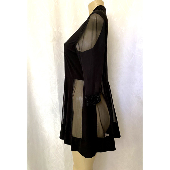 R&M Richards Glitter Trim Illusion Jacket Black Open Mesh 3/4 Sleeve 12P - Picture 3 of 7